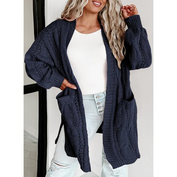 Stylish Long Sleeve Plus Size Cardigan - 100% Acrylic Fall Essential 1X-5X - Picture 2 of 5